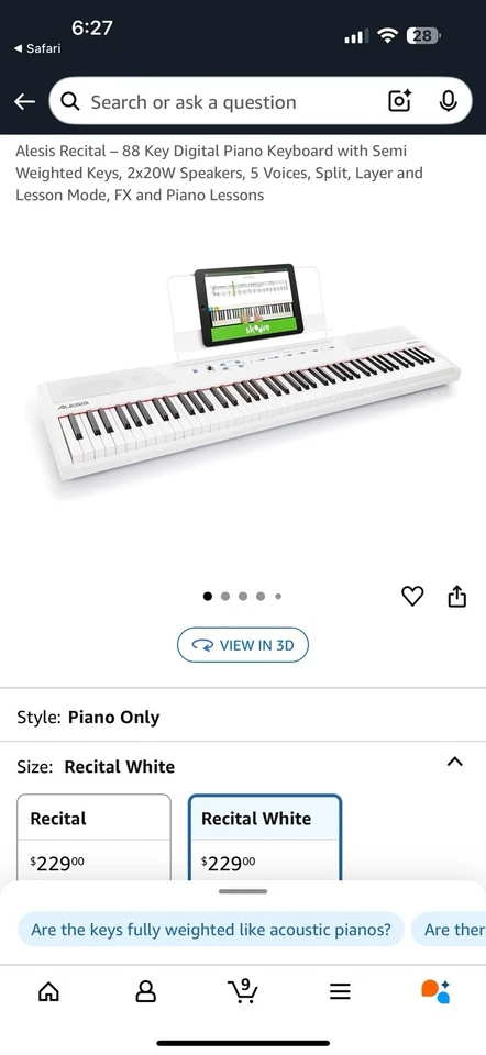 Teclado/piano Alesis recital com ou sem fio - Imagem 1 de 3