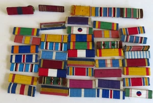 HUGE Lot of ca. 45 Military Bar Ribbons WWII? Awards Campaigns - Picture 1 of 7