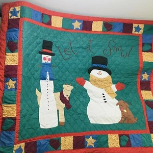 Let It Snow Christmas Tapestry Wall Hanging Snowman Quilted 60" x 49.5" - Picture 1 of 7