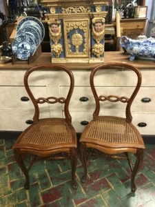 Coppia Prestigieuse De Chaises En Acajou Avec Assise En Paille De Vienne 14088 - Imagen 1 de 5