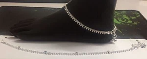 Handmade Indian Pure Silver Anklet Pair 24.9 Gram Size 10'' FREESHIP SB48 - Picture 1 of 3