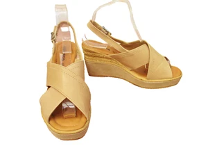 Sandalen Gr. 40 / 6,5 - neutral beige Leder Keilabsatz - Adesso - Bild 1 von 8