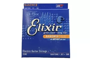 Elixir 12302 NanoWeb Corde per chitarra elettrica baritono rivestito in nichel 12-68 - Foto 1 di 2