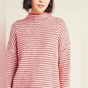 Anthropologie Linnea Sweater Mock Neck Red Stripes size M - Picture 1 of 7