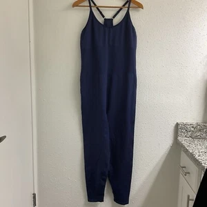 Pink Active Womens Athletic Jumpsuit Navy Blue XL One Piece Sleeveless Cat Suit - Picture 1 of 5