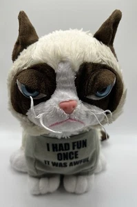 Grumpy Cat Plush Wearing Gray Shirt "I Had Fun Once It Was Awful" 10" Rare - Picture 1 of 11