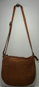 Crossbody Vilenca Holland geflochten braun Leder Handtasche Schultertasche verstellbarer Riemen - Bild 1 von 11