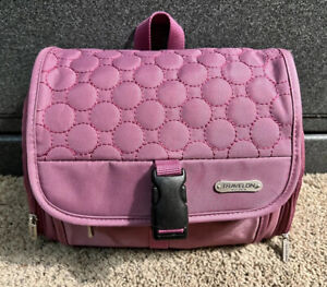 Travelon Quilted Pink Hanging Train Case Travel Cosmetic Bag Makeup Case