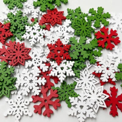 50pcs Mixed DIY Christmas Decor Wooden Buttons Sewing Button Scrapbooking Craft - Image 1 of 4