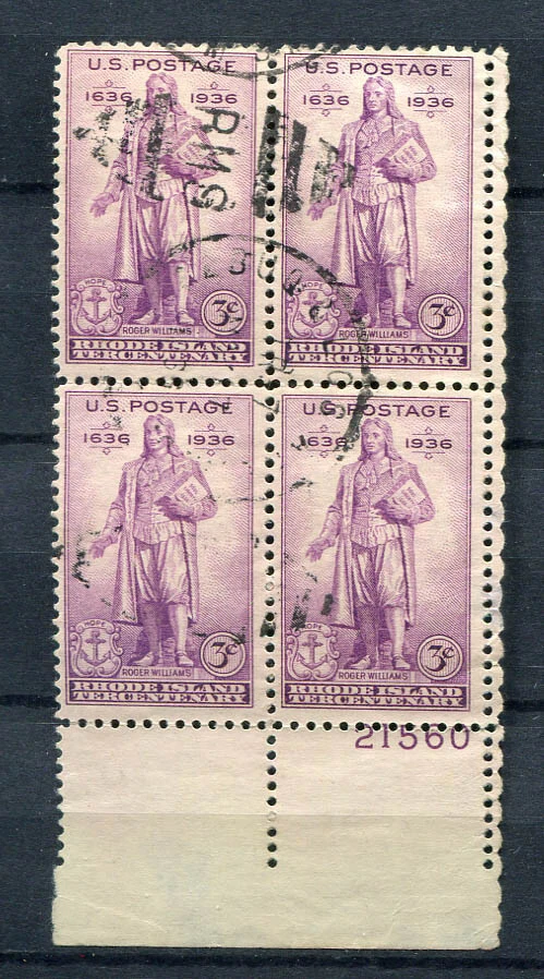 USA : Scott # 777 - Plate Block # 21560 - used - Image 1 of 1