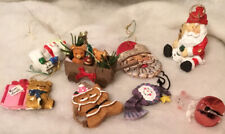 Vintage  Christmas Ornaments Lot Of 8 Santa Snowmen Elves And More