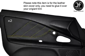 GIALLO PUNTO 2X PORTA CARD RIVESTIMENTO PELLE E COPERCHIO TRAFORATO ADATTO PER HONDA S2000 99-03 - Foto 1 di 3