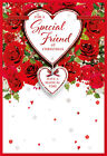 Kartka świąteczna Special Friend - czerwone róże i serca z czerwoną folią 7,5x5,25"