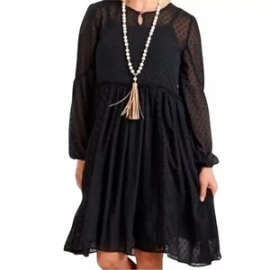Matilda Jane Nostalgia Charlie Swiss Dot Black Dress - Picture 1 of 9