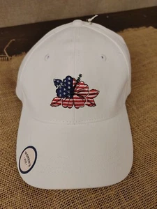 NWT Tommy Bahama Women’s White Floral Flower America Flag Baseball Hat Cap - Picture 1 of 9