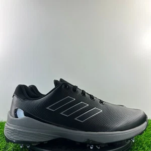 Adidas ZG23 Men Size 9 Black Silver Metallic Grey Spike Golf Shoes GW1178 NEW - Picture 1 of 8