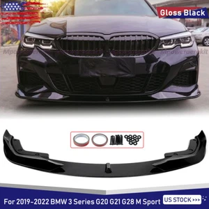 For 2019-2022 BMW M Sport G20 330i M340i AC Style Front Lip Splitter Gloss Black - Picture 1 of 14