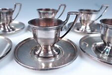 6 Rare Antique Heppelwhite American Silverplate Demitasse Espresso Cup & Saucer