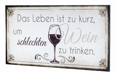Wandbild 40x20cm Wein Spruch Küche Küchendeko Deko Wandschild Bild Wanddeko - Bild 1 von 4