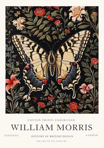 William Morris Vintage Butterfly Cotton Exhibition Prints Wall Poster Print - Picture 1 of 7