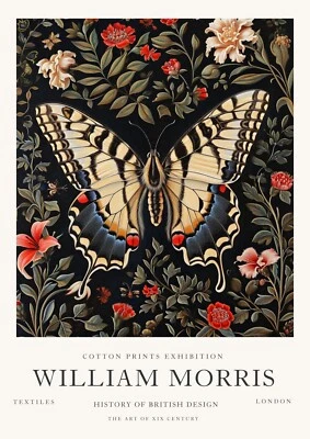 William Morris Vintage Butterfly Cotton Exhibition Prints Wall Poster Print — 第 1/4 张图片