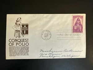 MayfairStamps US FDC 1957 Washington DC Anderson Conquest of Polio First Day Cov - Picture 1 of 2