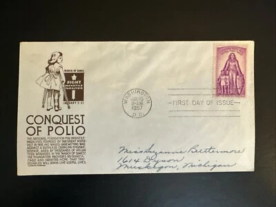 MayfairStamps US FDC 1957 Washington DC Anderson Conquest of Polio First Day Cov - Image 1 of 2