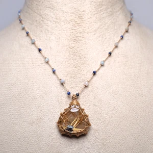 Impresionante collar de cristal hecho a mano de cuarzo rutilo dorado estrella de hematita natural - Imagen 1 de 11