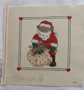 Christmas Papa Bear Santa Needlepoint canvas - 18 Mesh, VTG New “Wee Needle” - Picture 1 of 3