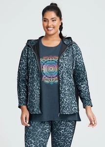 TS TAKING SHAPE Active Ocelot Zip Hooded Jacket Black & Grey Size 18 * NWTS* - Picture 1 of 7