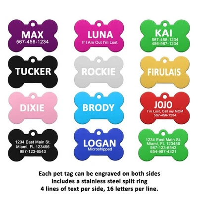 Custom Engraved Personalized Dog Pet tags Double Side Engraved ID Dog Cat Tag - Image 1 of 4