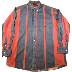 Camisa Nautica Vintage Para Hombre Grande Azul Rojo Rayas Anchas Abotonadas Años 90 Clásica - Imagen 1 de 5