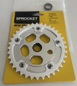 OLD SCHOOL BMX NEW GT SILVER POWER DISC ADAPTER ALUMINUM 110bcd / 36T CHAINRING - Picture 1 of 2