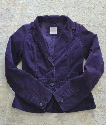 Chaqueta Blazer H&M L.O.G.G Púrpura Pana Para Mujer Talla 6 Botón Delantero Años 2000 Foto 1 de 4