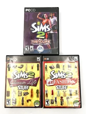 The Sims 2 PC CD-ROM Expansion Pack Game Discs Lot Nightlife/Glamour Life/H&M - Image 1 of 3