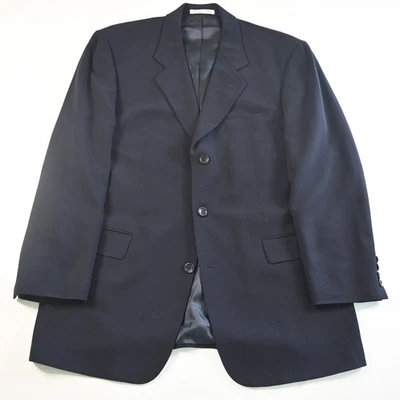 Chaqueta Blazer Abrigo Deportivo De Colección HUGO BOSS 42L Azul Marino 100% Lana Hopsack Boxy Y2K Foto 1 de 4