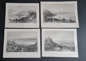 Set of 4 antique (c 1847) prints of Lake Tiberias / Sea of Galilee - WH Bartlett - Picture 1 of 7