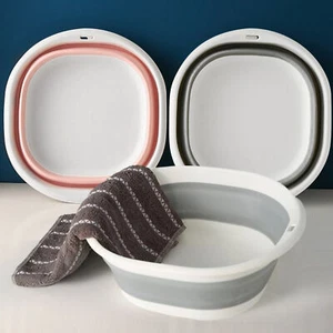 Foldable Wash Basin Collapsible Dish Tub Portable Sink Hangable Folding - Picture 1 of 14