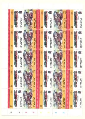 ST VINCENT- RAILWAY - LOCOMOTIC $2 IN 2 SHEETS OF 50 - OVP - SPECIMEN ** VF  - Image 1 of 4