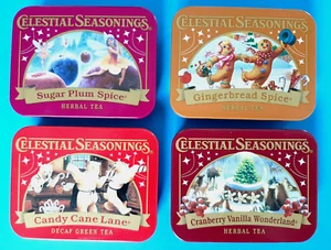 CELESTIAL SEASONINGS Set of 4 Miniature Holiday Tea TINS--New/Empty - Picture 1 of 7