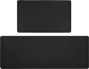 Black Kitchen Mats 2 Pcs, Non-Slip Waterproof PVC Kitchen Rug Mat Set, Cushioned - Picture 1 of 12