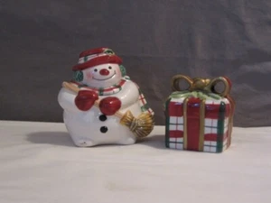 Set of Fitz & Floyd Christmas Salt & Pepper Shakers Snowman VGC - Picture 1 of 5