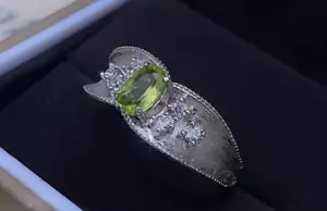Natural Eye Clean Green Peridot Sterling Silver 925 Handmade Mens Designed Ring - Picture 1 of 6