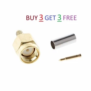 SMA Male Plug Crimp RG174 RG316 LMR100 Cable Straight Connector BUY 3 GET 3 FREE - Picture 1 of 5