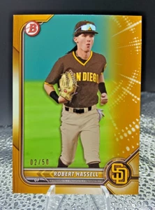 ROBERT HASSELL 2022 BOWMAN CARTA BORDO ORO PATERS #/50 BP-133 - Foto 1 di 3