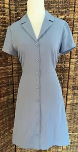 NWOT Everlane Notch Fit & Flare Shirt Dress, Japanese Goweave, Blue Blk, Various - Picture 1 of 19