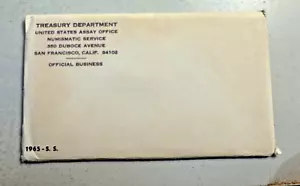 SEALED 1965 S.S. US Treasury Mint Uncirculated 5 Coin Set 40% Silver Half Dollar - Picture 1 of 2