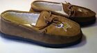 MN Vikings Men's Moccasin Slippers Size M (9-10) Light Brown Faux Suede Uppers 