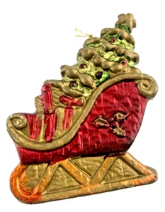 Una tradizione natalizia ornamento natalizio slitta di Babbo Natale dipinta a mano - Foto 1 di 3