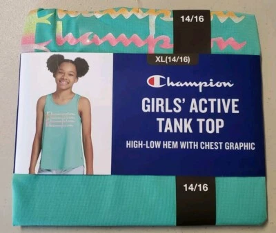 Champion Active Tank Top Youth Size XL(14-16) High-Low Hem W Chest Graphic NIP - Image 1 of 4